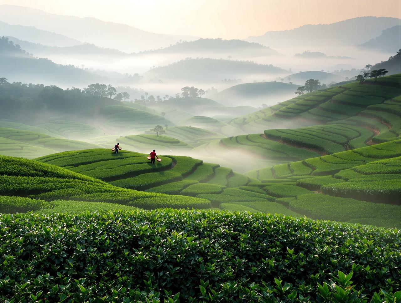 山居·晨雾茶山